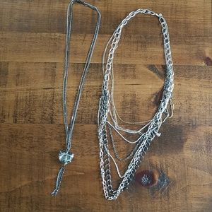 2 Silver Dangling Necklaces